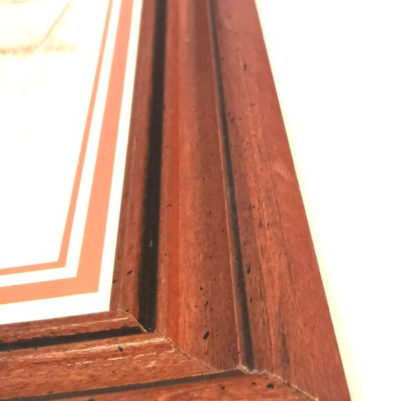 Wesley Hall Framed Wood Prints Set of 2 Wishing Well Wheelbarrow 1970s 12.5x10.5 - Picture 4 of 8